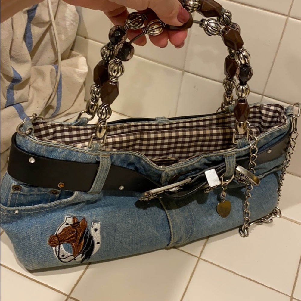 ABJ Jeans Embellished Horse Denim Purse